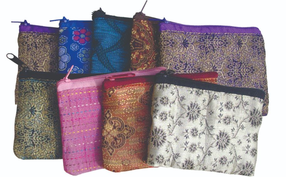 Zip purse assorted fabrics bulk x100